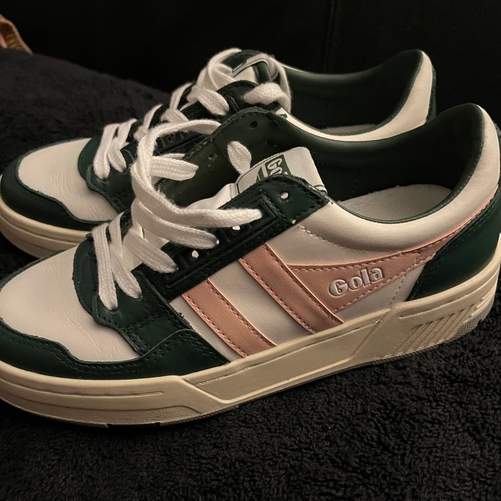 Gola Challenge CLB535 Women's White, Evergreen & Pearl Pink Sneakers Size 5 NEW